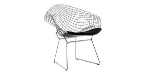 knoll diamond sessel verchromt sitzkissen schwarz einzelbild zoom